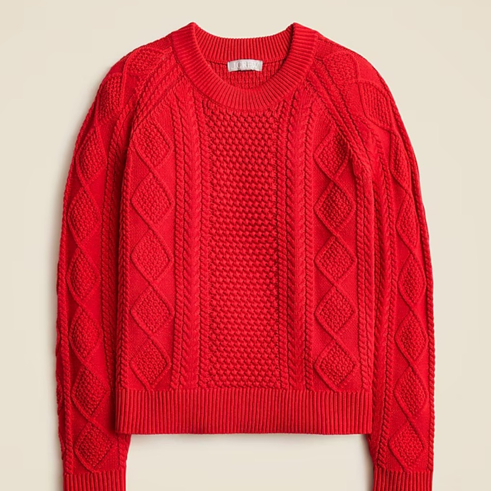 J. Crew Vibrant Red Cable Knit Sweater